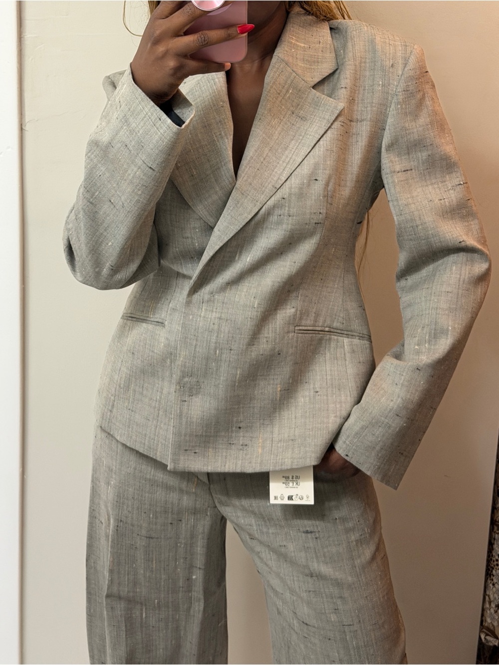 Zara Taupe Wide-Leg Tailored Suit - Picture 3 of 13